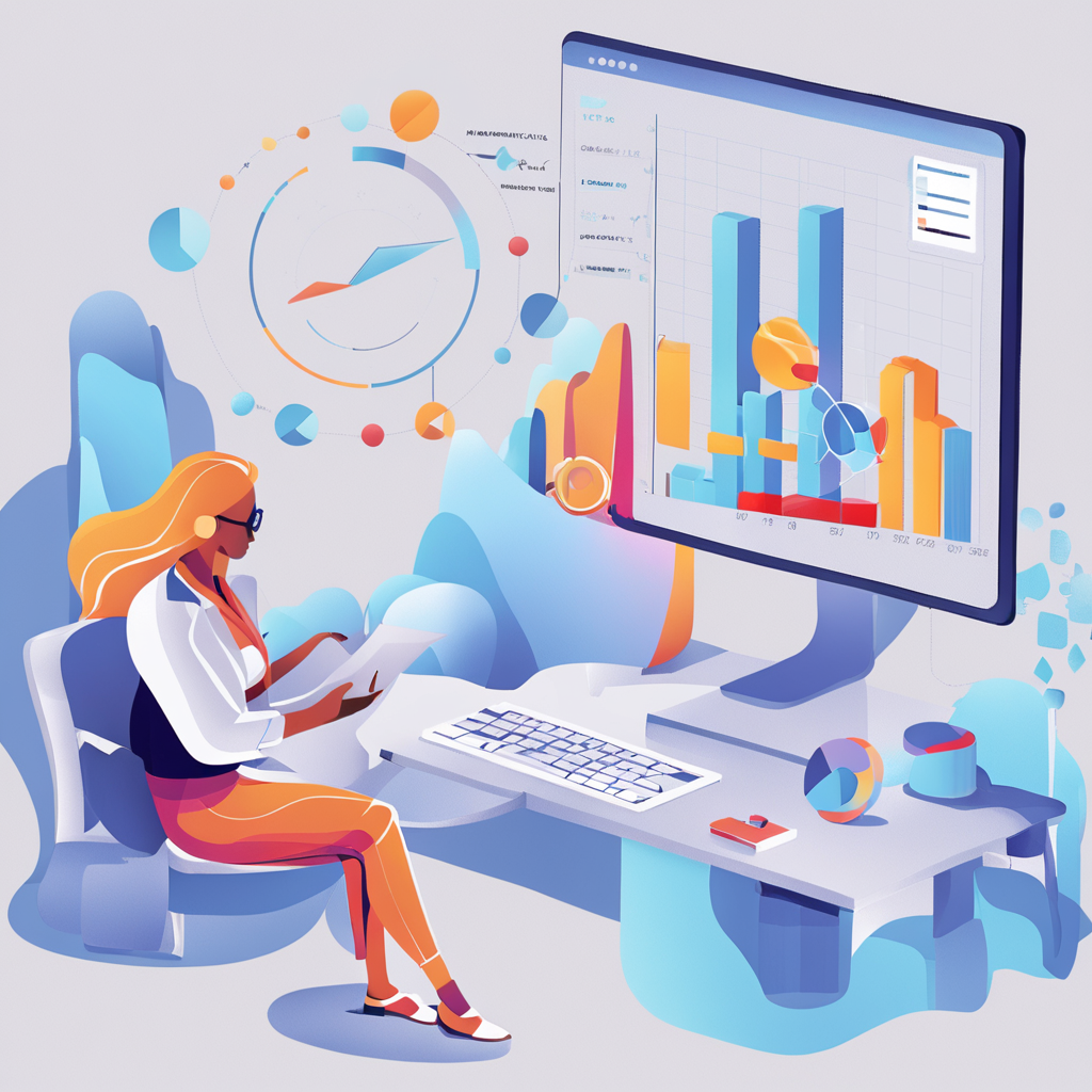 AI generated image of a woman doing predictive data analysis