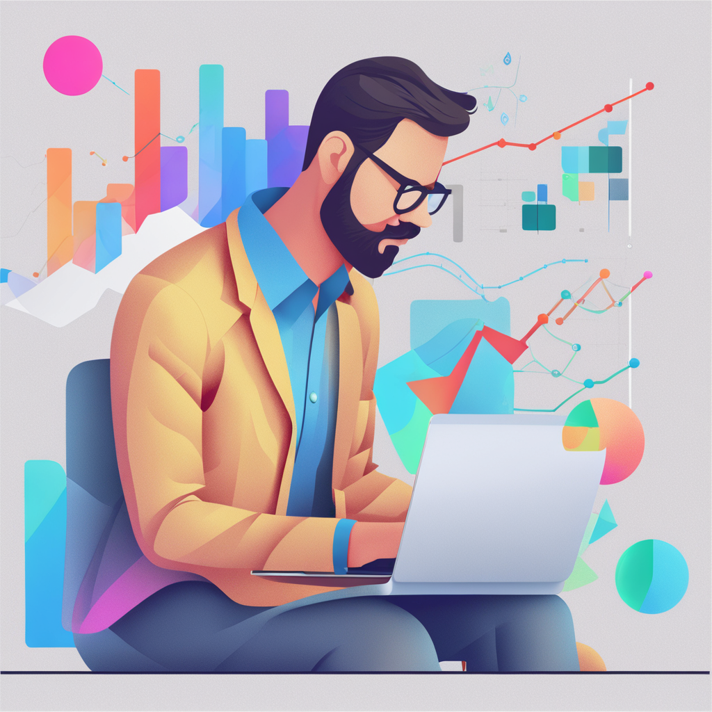 AI generated image of a man sitting at his computer