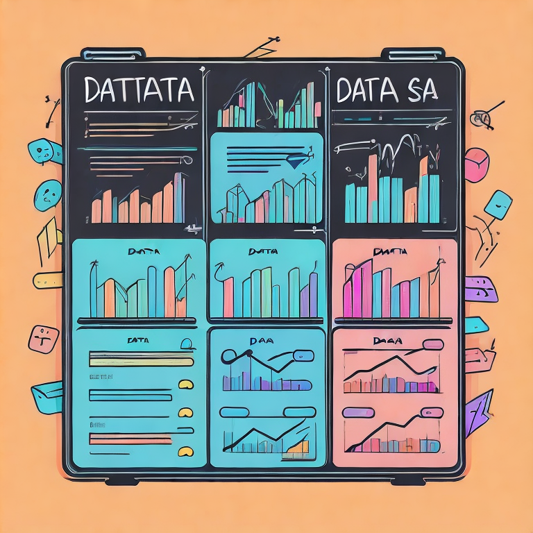 An AI generated image of a board with the results of a data analysis