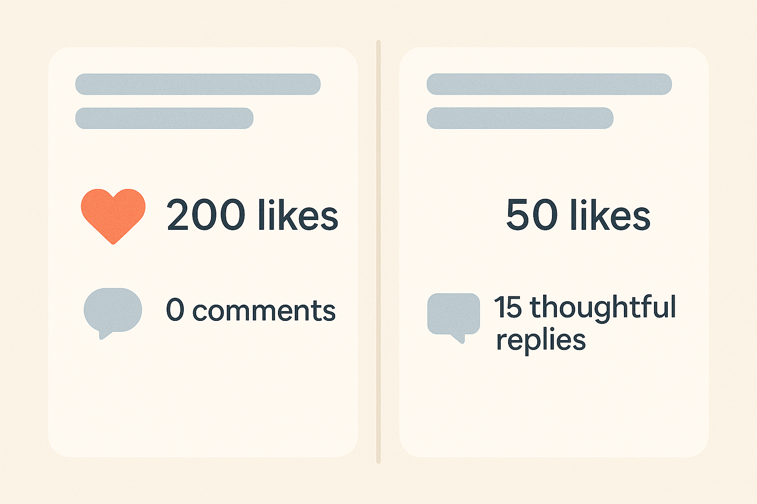 Comparison of shallow vs. deep engagement on social media posts.