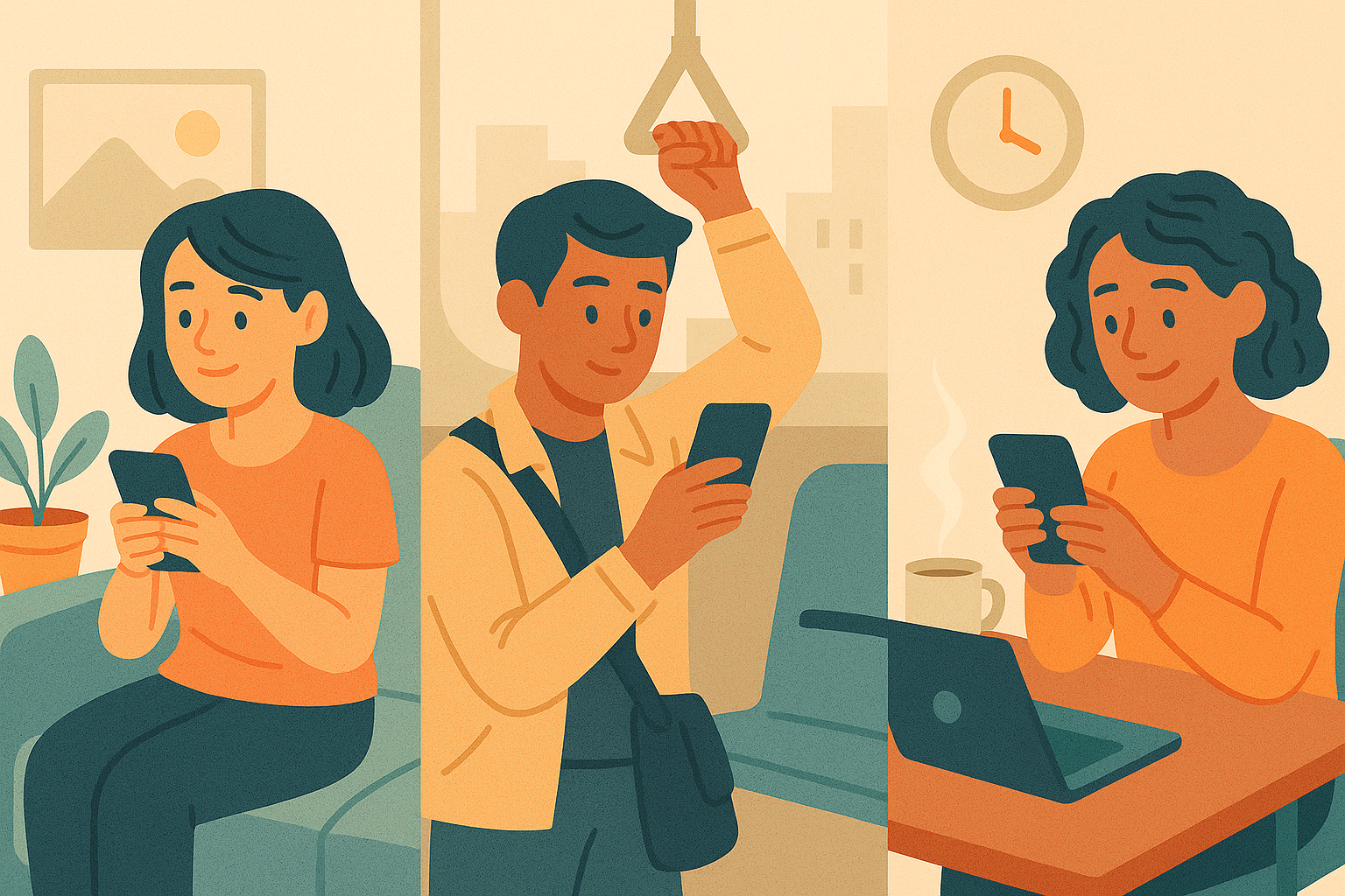 Different user behaviors while scrolling social media throughout the day