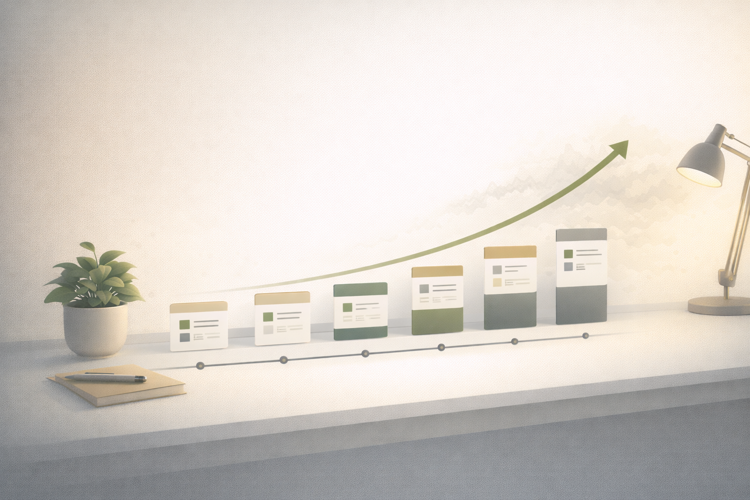 Illustration representing consistent social media posting rhythm leading to steady growth over time